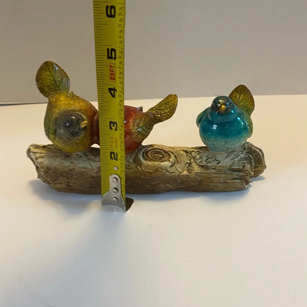 Three Birds On A Branch Ceramic Decor. Red Yellow & Blue Friends 9”branch